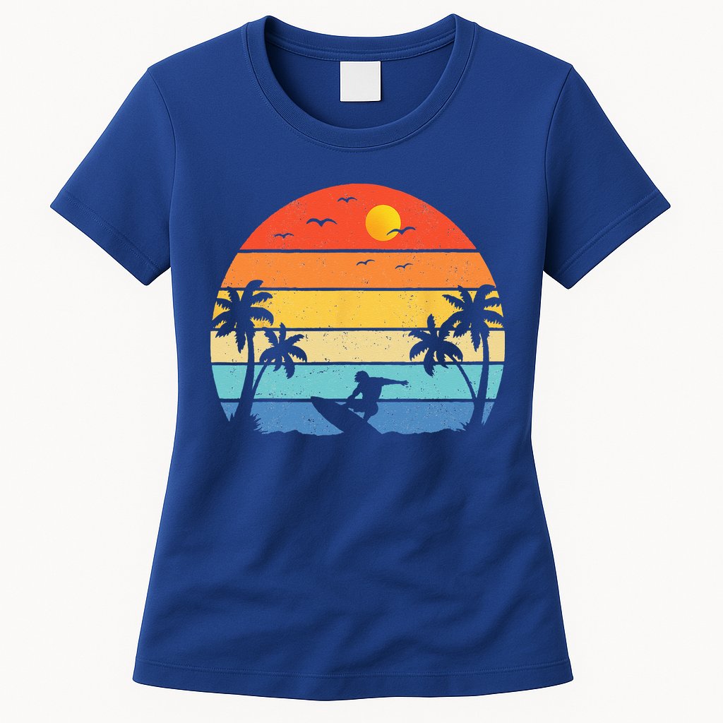 Vintage Surfer Retro Surfing Beach Surf Womens T-Shirt