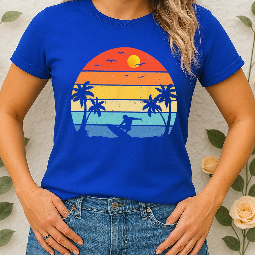 Vintage Surfer Retro Surfing Beach Surf Womens T-Shirt