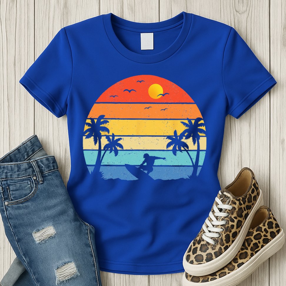 Vintage Surfer Retro Surfing Beach Surf Womens T-Shirt