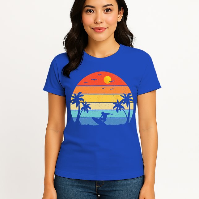 Vintage Surfer Retro Surfing Beach Surf Womens T-Shirt