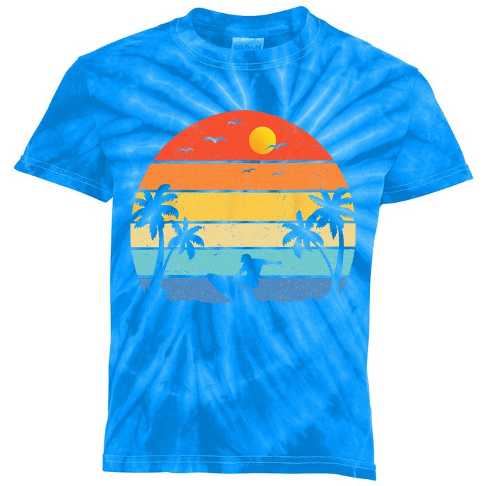 Vintage Surfer Retro Surfing Beach Surf Kids Tie-Dye T-Shirt