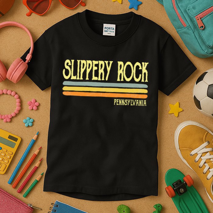 Vintage Slippery Rock Pennsylvania Pa Souvenir Kids T-Shirt
