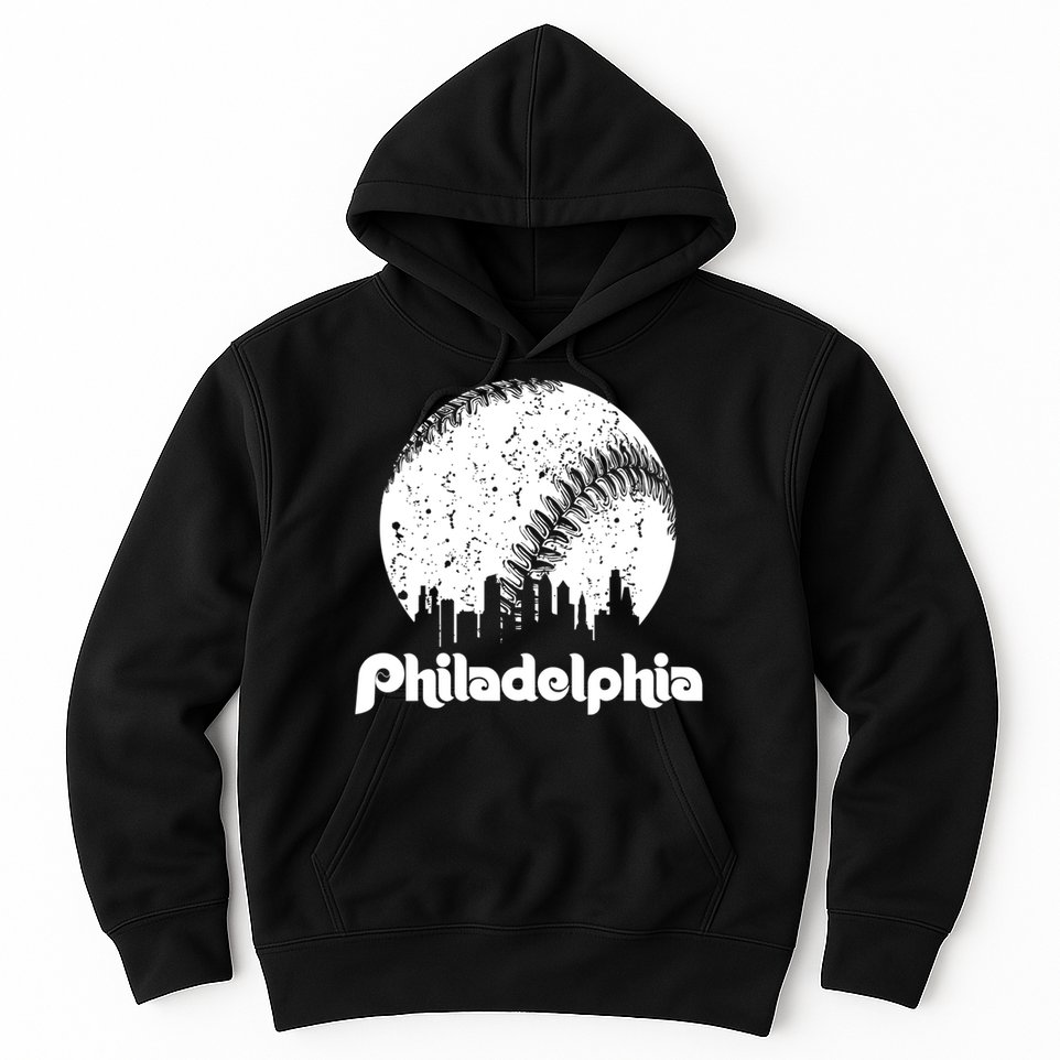 Vintage Skyline Retro Philadelphia Phill Baseball Dancing Hoodie