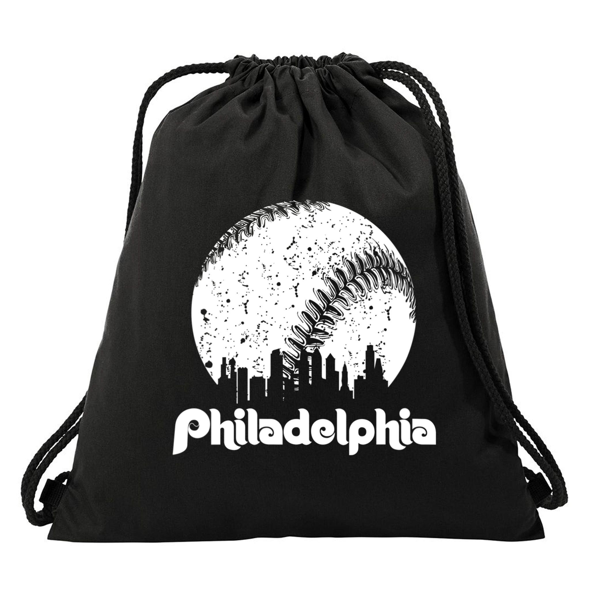 Vintage Skyline Retro Philadelphia Phill Baseball Dancing Drawstring Bag