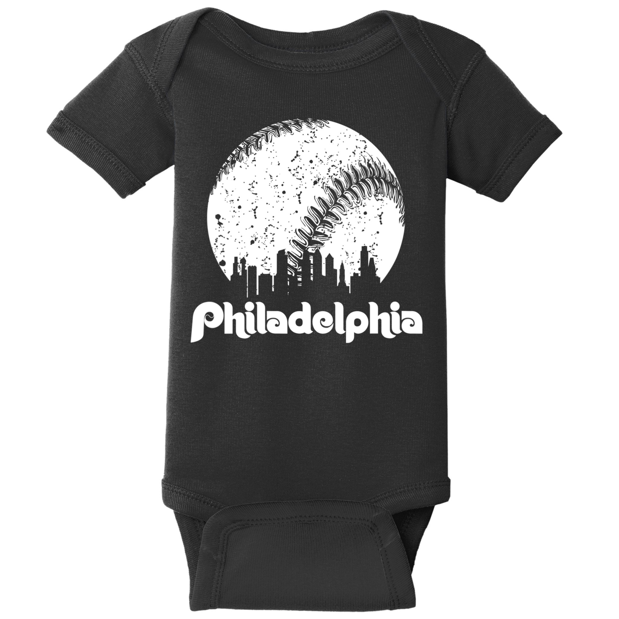 Vintage Skyline Retro Philadelphia Phill Baseball Dancing Baby Bodysuit
