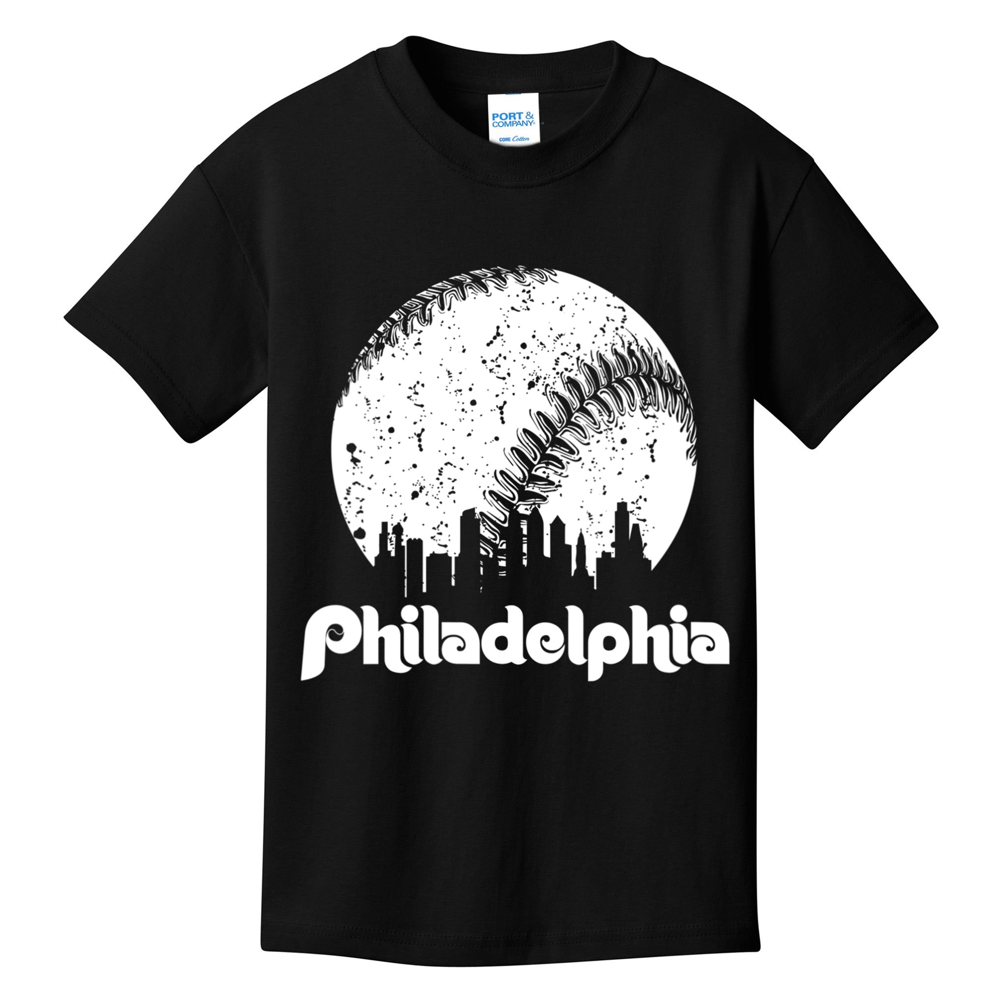 Vintage Skyline Retro Philadelphia Phill Baseball Dancing Kids T-Shirt