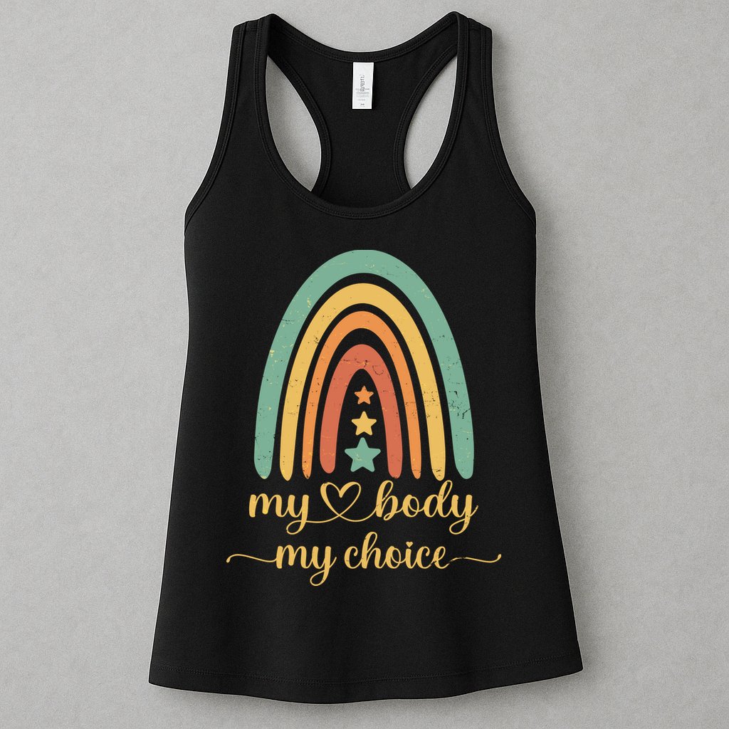 Vintage Stars Rainbow Pro Roe My Body My Choice Womens Tank Top