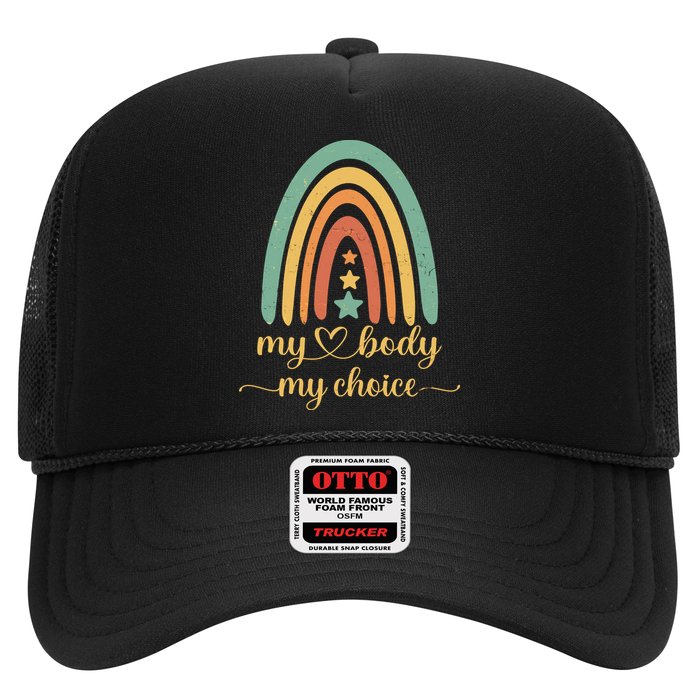 Vintage Stars Rainbow Pro Roe My Body My Choice Trucker Hat
