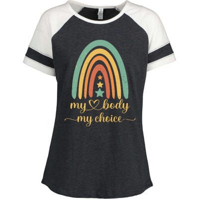 Vintage Stars Rainbow Pro Roe My Body My Choice Enza Ladies Jersey Colorblock Tee