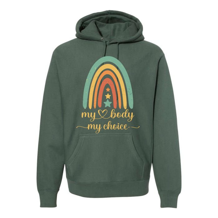 Vintage Stars Rainbow Pro Roe My Body My Choice Premium Hoodie