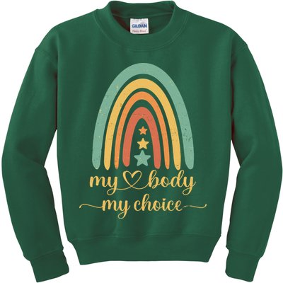 Vintage Stars Rainbow Pro Roe My Body My Choice Kids Sweatshirt