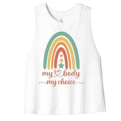 Vintage Stars Rainbow Pro Roe My Body My Choice Women's Racerback Cropped Tank