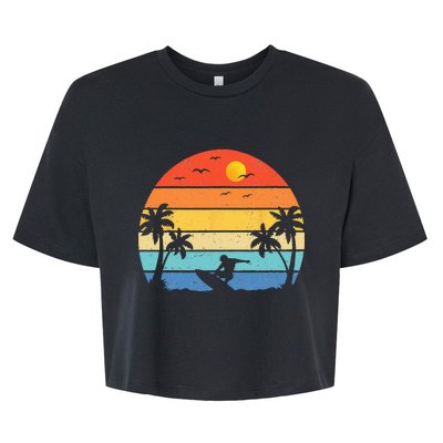 Vintage Surfer Retro Surfing Beach Surf Bella+Canvas Jersey Crop Tee