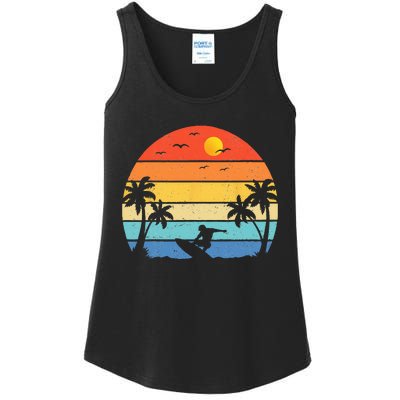 Vintage Surfer Retro Surfing Beach Surf Ladies Essential Tank