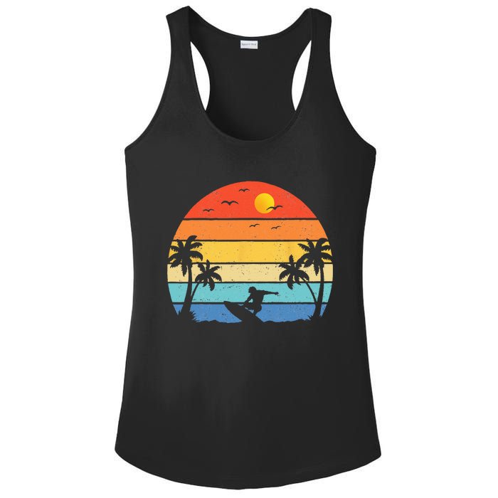 Vintage Surfer Retro Surfing Beach Surf Ladies PosiCharge Competitor Racerback Tank