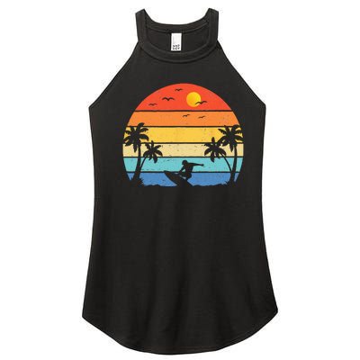 Vintage Surfer Retro Surfing Beach Surf Women’s Perfect Tri Rocker Tank