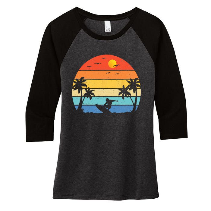 Vintage Surfer Retro Surfing Beach Surf Women's Tri-Blend 3/4-Sleeve Raglan Shirt