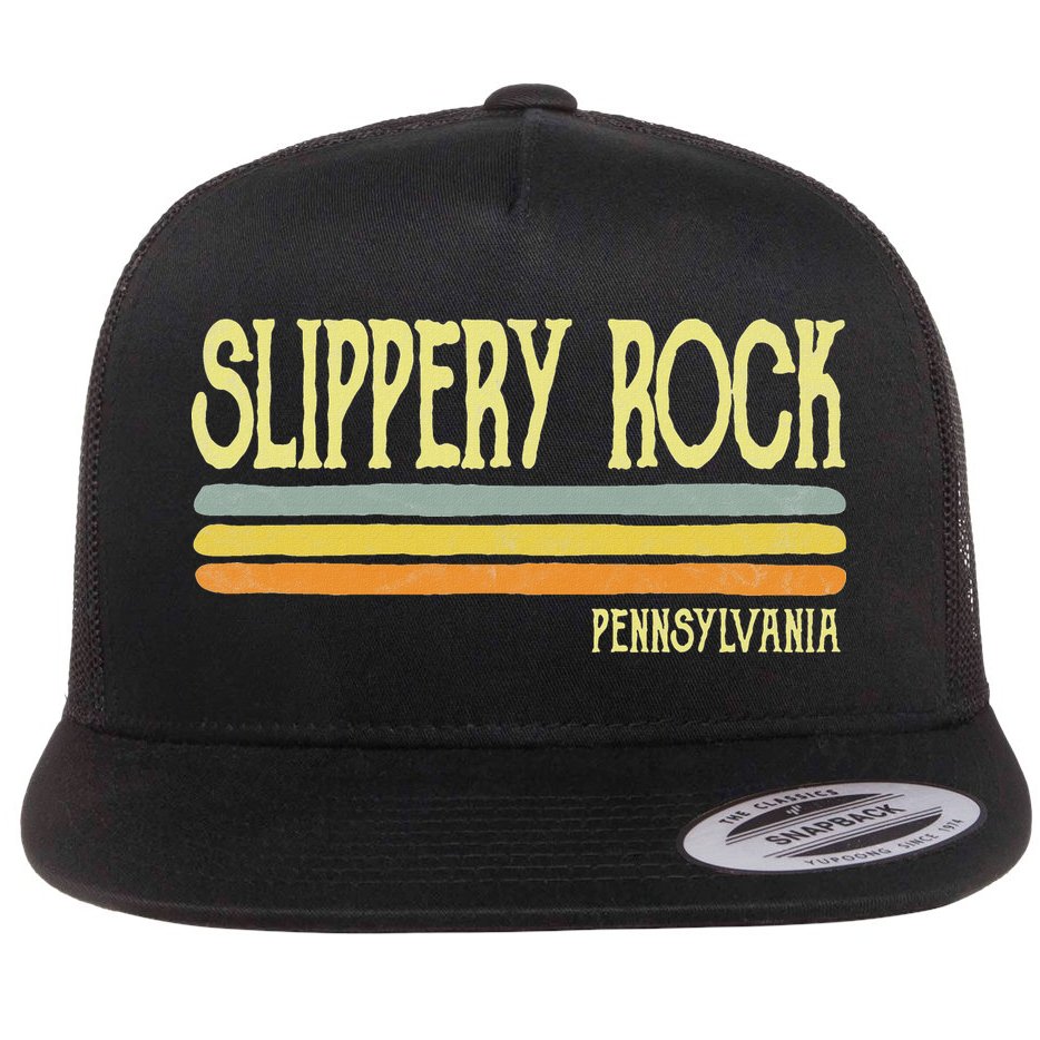 Vintage Slippery Rock Pennsylvania Pa Souvenir Flat Bill Trucker Hat