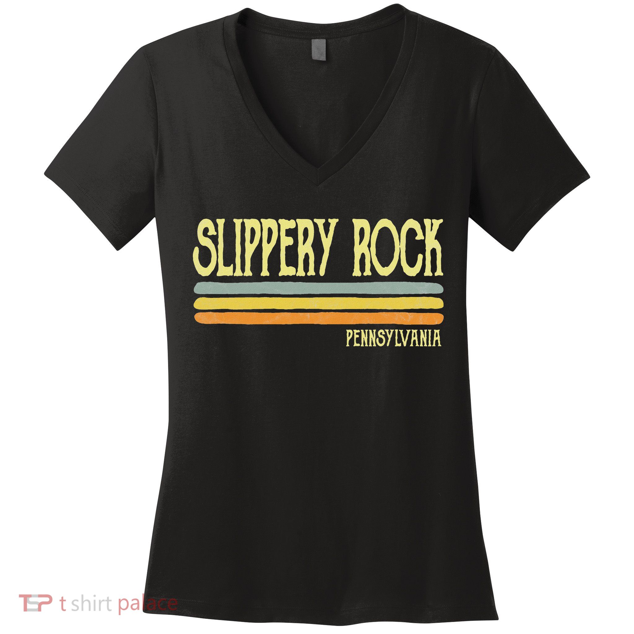 Vintage Slippery Rock Pennsylvania Pa Souvenir Women's V-Neck T-Shirt