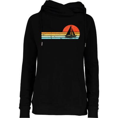 Vintage Sailboat Retro Sunset Boat Captain Sailing Gear Womens Funnel Neck Pullover Hood