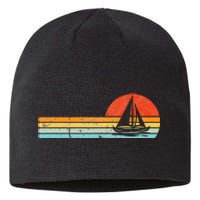 Vintage Sailboat Retro Sunset Boat Captain Sailing Gear Sustainable Beanie