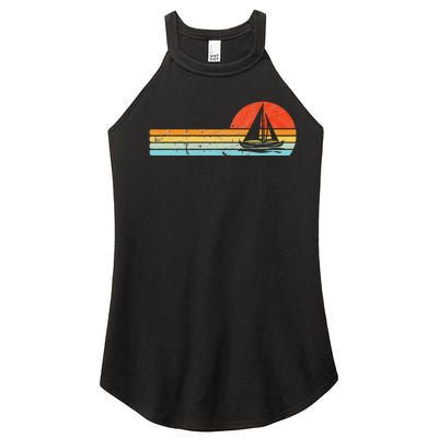 Vintage Sailboat Retro Sunset Boat Captain Sailing Gear Women’s Perfect Tri Rocker Tank