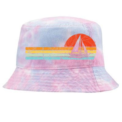 Vintage Sailboat Retro Sunset Boat Captain Sailing Gear Tie-Dyed Bucket Hat