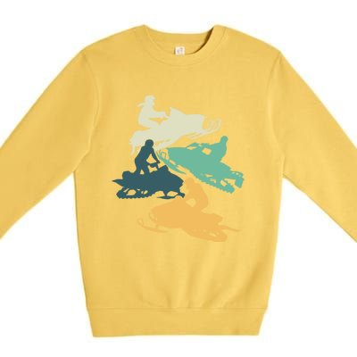 Vintage Snowmobile Rider Retro Snowmobiling Offroad Racing Gift Premium Crewneck Sweatshirt