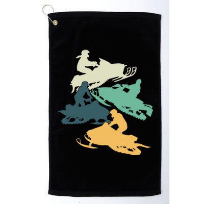 Vintage Snowmobile Rider Retro Snowmobiling Offroad Racing Gift Platinum Collection Golf Towel