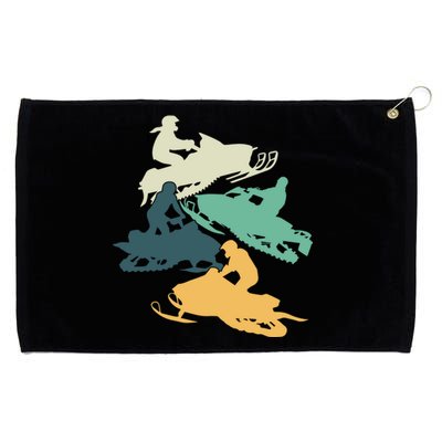 Vintage Snowmobile Rider Retro Snowmobiling Offroad Racing Gift Grommeted Golf Towel