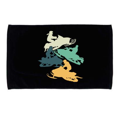 Vintage Snowmobile Rider Retro Snowmobiling Offroad Racing Gift Microfiber Hand Towel