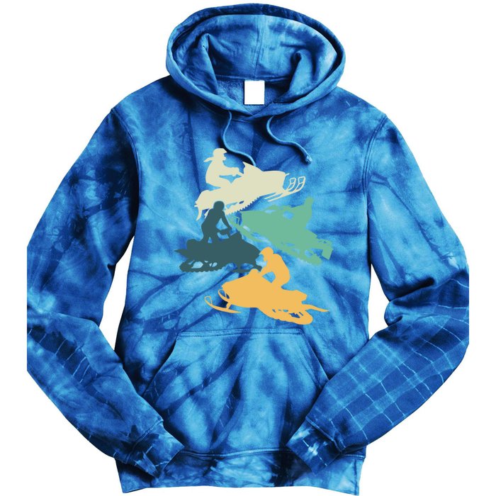 Vintage Snowmobile Rider Retro Snowmobiling Offroad Racing Gift Tie Dye Hoodie