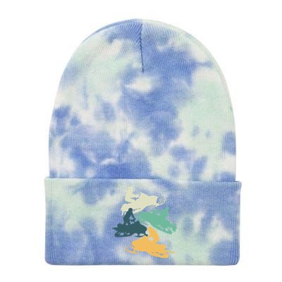 Vintage Snowmobile Rider Retro Snowmobiling Offroad Racing Gift Tie Dye 12in Knit Beanie