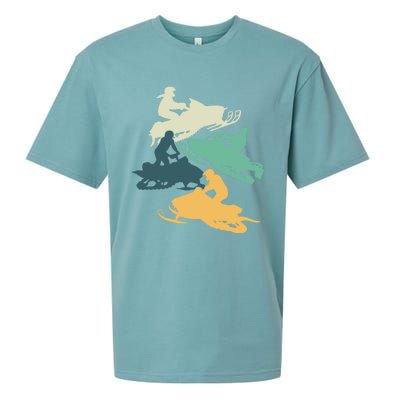 Vintage Snowmobile Rider Retro Snowmobiling Offroad Racing Gift Sueded Cloud Jersey T-Shirt