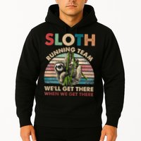 Vintage Sloth Running Team We'll Get There Funny Sloth Hoodie