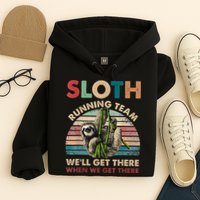 Vintage Sloth Running Team We'll Get There Funny Sloth Hoodie
