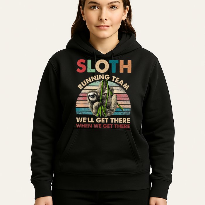 Vintage Sloth Running Team We'll Get There Funny Sloth Hoodie