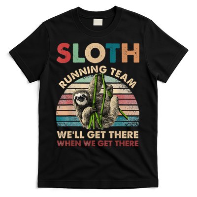 Vintage Sloth Running Team We'll Get There Funny Sloth T-Shirt