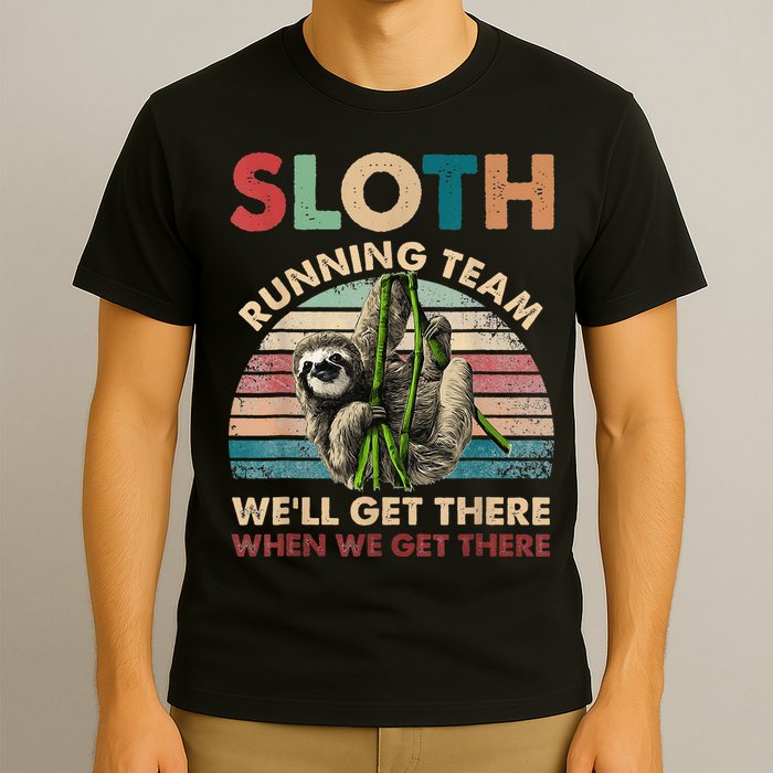 Vintage Sloth Running Team We'll Get There Funny Sloth T-Shirt