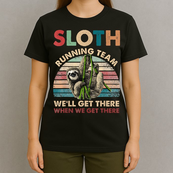 Vintage Sloth Running Team We'll Get There Funny Sloth T-Shirt