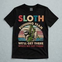 Vintage Sloth Running Team We'll Get There Funny Sloth T-Shirt