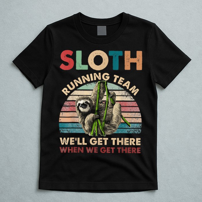 Vintage Sloth Running Team We'll Get There Funny Sloth T-Shirt