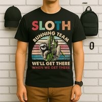 Vintage Sloth Running Team We'll Get There Funny Sloth T-Shirt