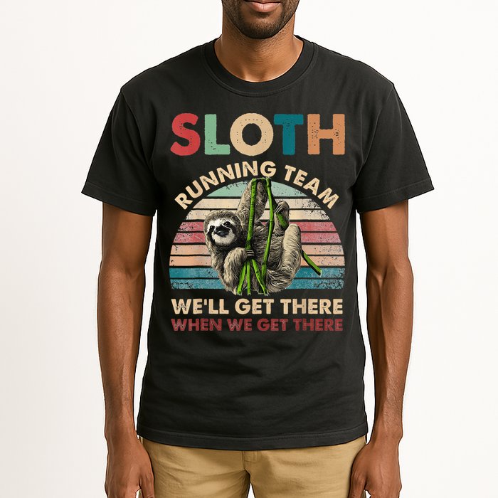 Vintage Sloth Running Team We'll Get There Funny Sloth Tall T-Shirt