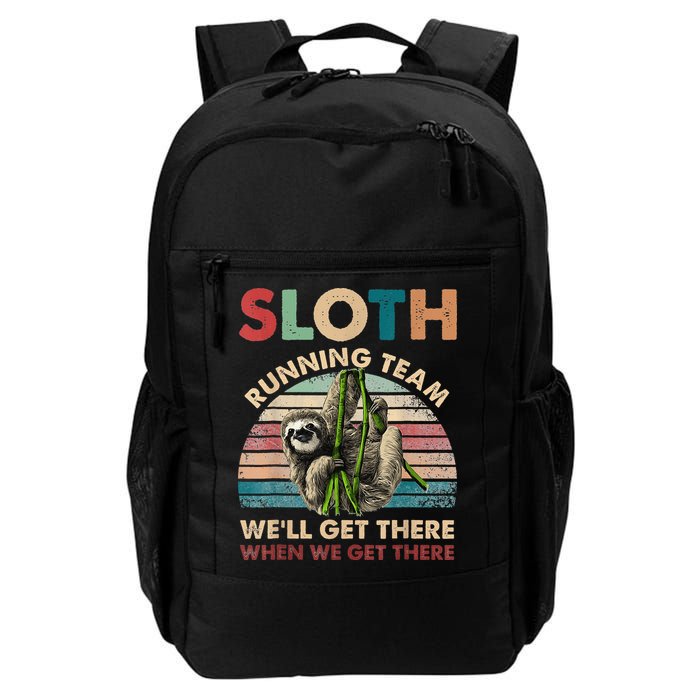 Vintage Sloth Running Team We'll Get There Funny Sloth Backpack