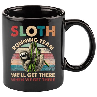 Vintage Sloth Running Team We'll Get There Funny Sloth 11oz C Handle Ceramic Mug