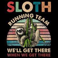 Vintage Sloth Running Team We'll Get There Funny Sloth Drawstring Bag