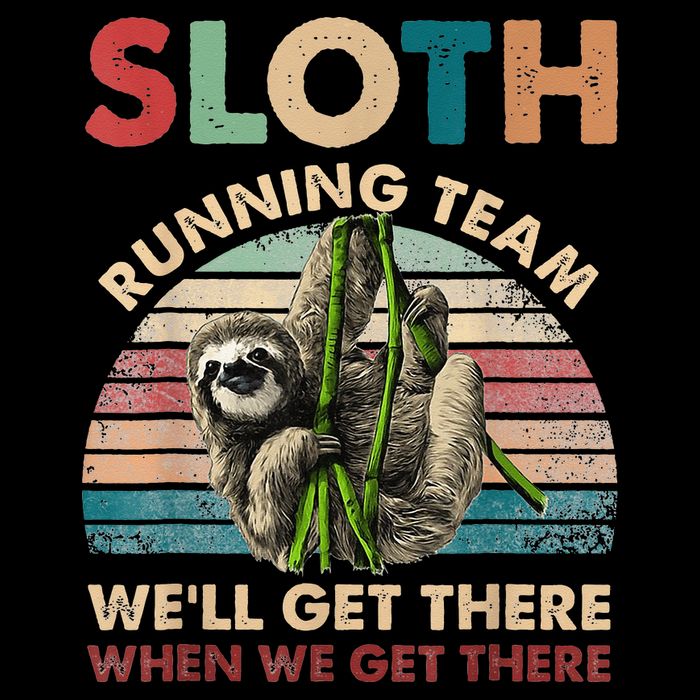 Vintage Sloth Running Team We'll Get There Funny Sloth Drawstring Bag