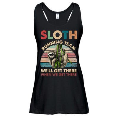 Vintage Sloth Running Team We'll Get There Funny Sloth Ladies Essential Flowy Tank
