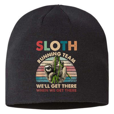 Vintage Sloth Running Team We'll Get There Funny Sloth Sustainable Beanie